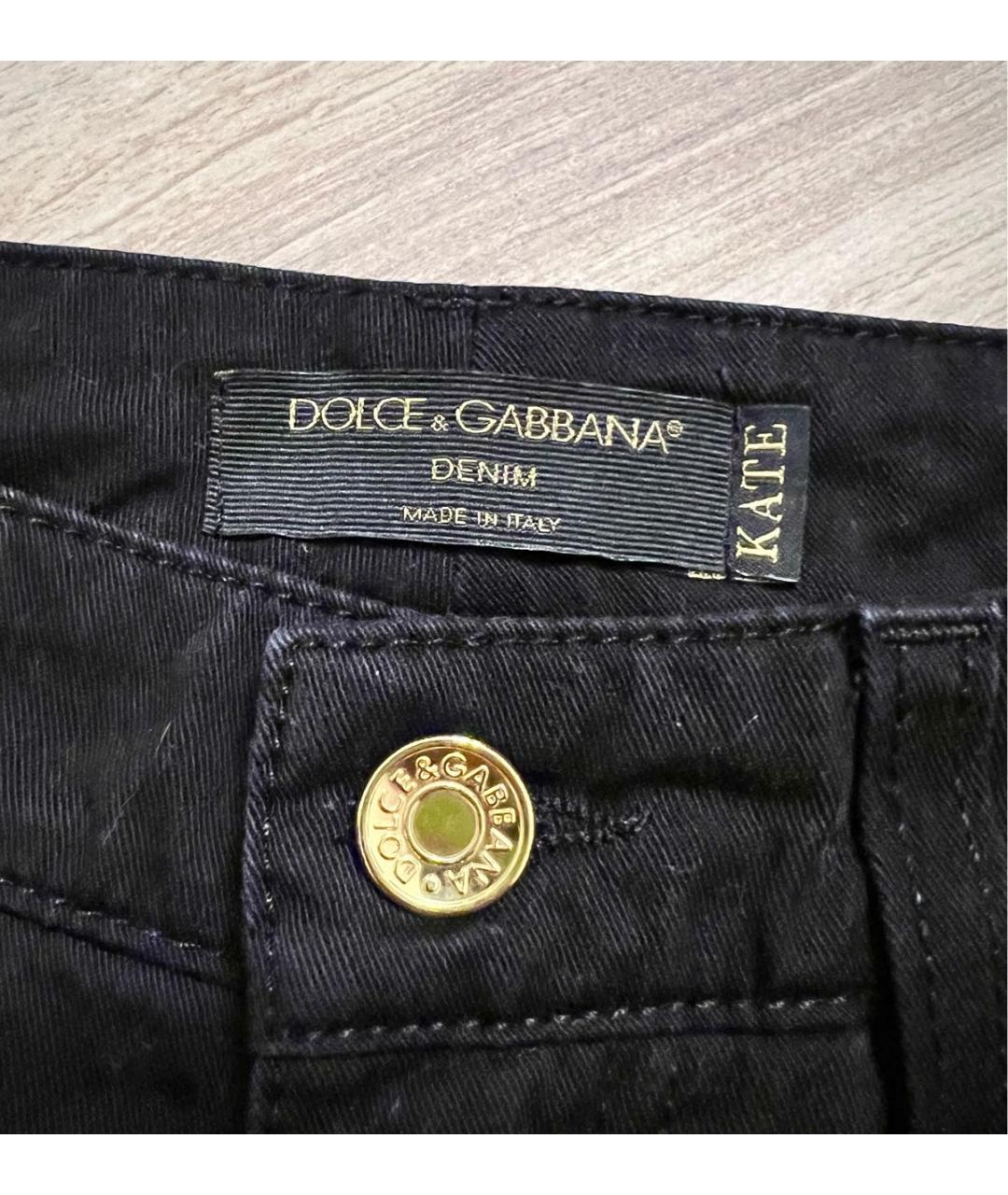 DOLCE&GABBANA Черные хлопко-эластановые прямые джинсы, фото 4
