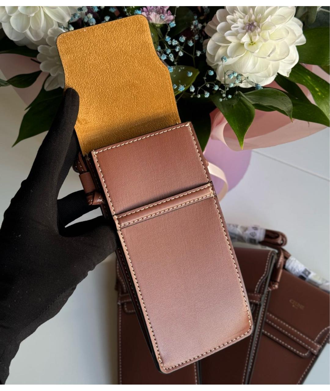 CELINE Коричневая сумка через плечо из искусственной кожи, фото 4