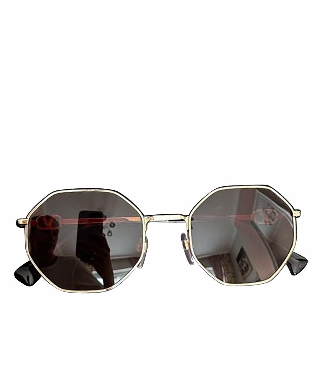 VALENTINO Коричневые металлические солнцезащитные очки, фото 1