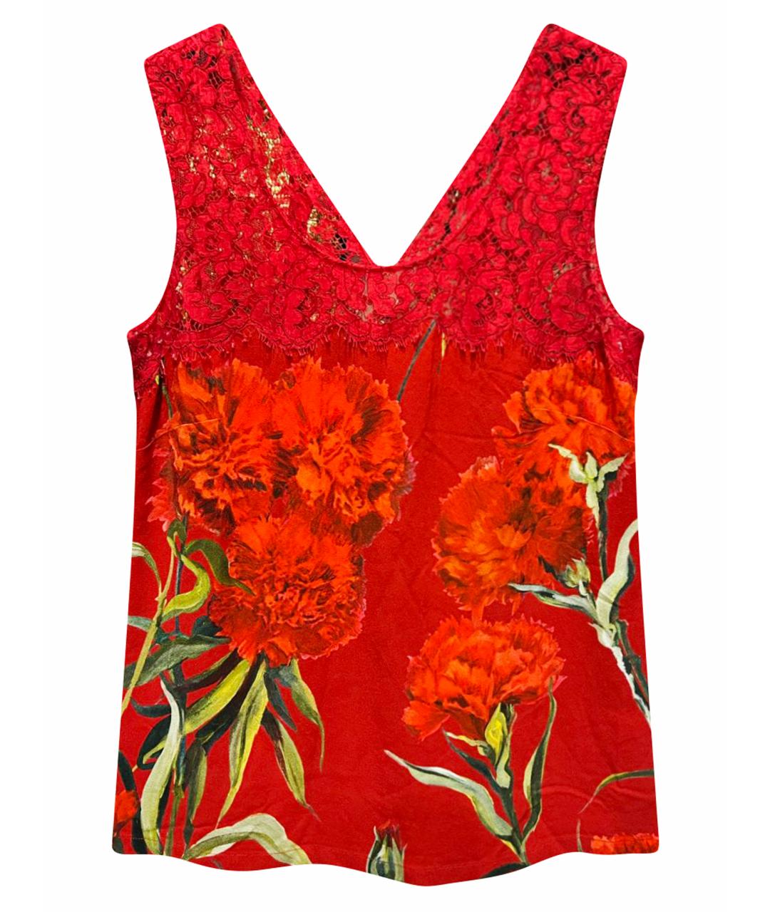 DOLCE&GABBANA Красная шелковая майка, фото 1