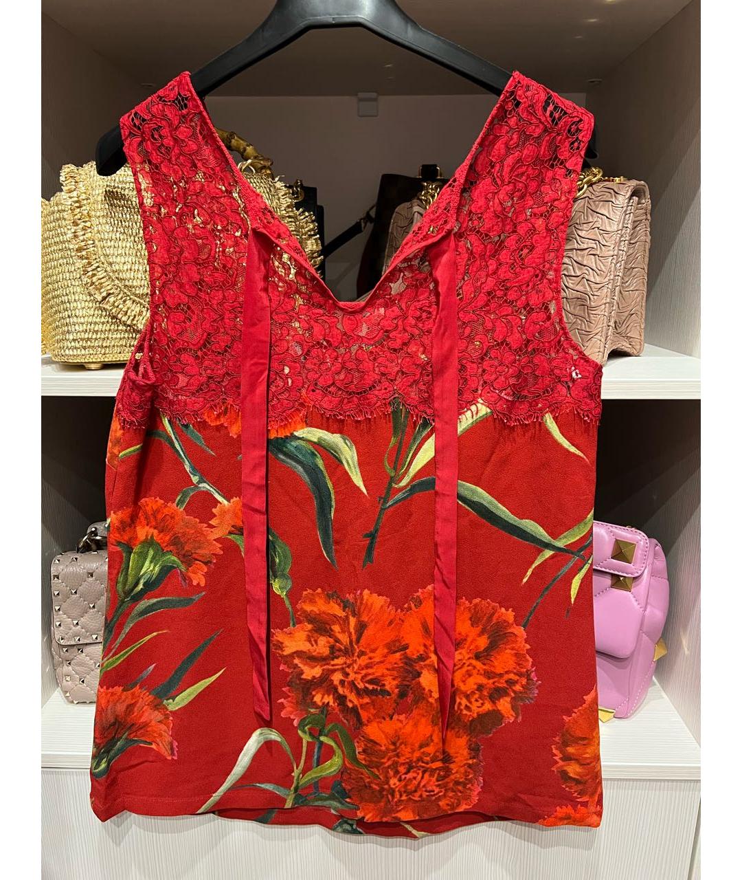 DOLCE&GABBANA Красная шелковая майка, фото 2