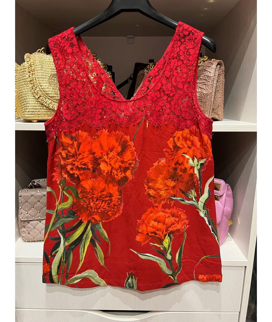 DOLCE&GABBANA Красная шелковая майка, фото 6