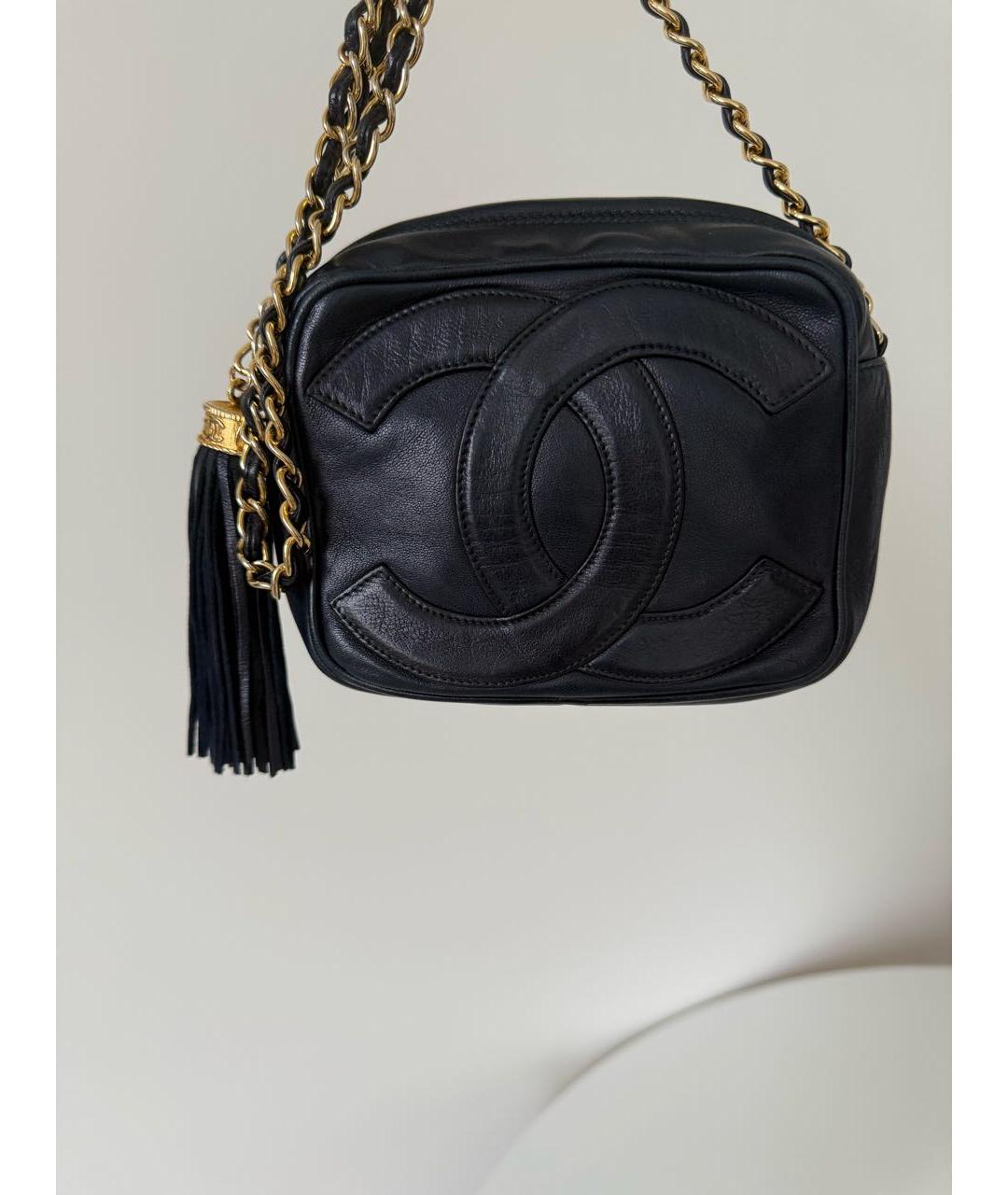 CHANEL Темно-синяя кожаная сумка через плечо, фото 2