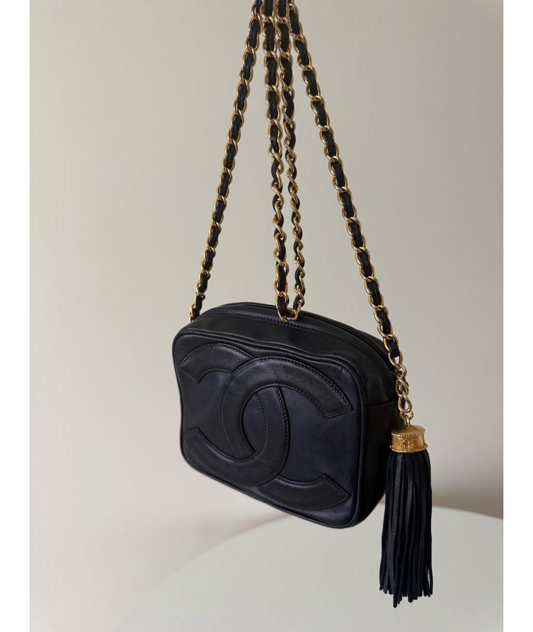CHANEL Темно-синяя кожаная сумка через плечо, фото 5