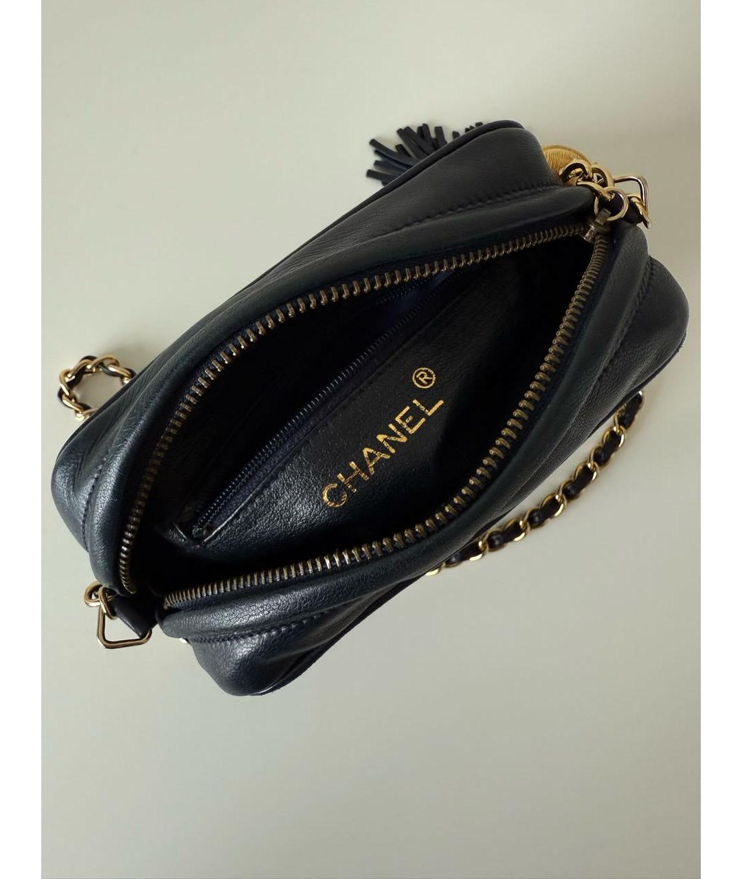 CHANEL Темно-синяя кожаная сумка через плечо, фото 4