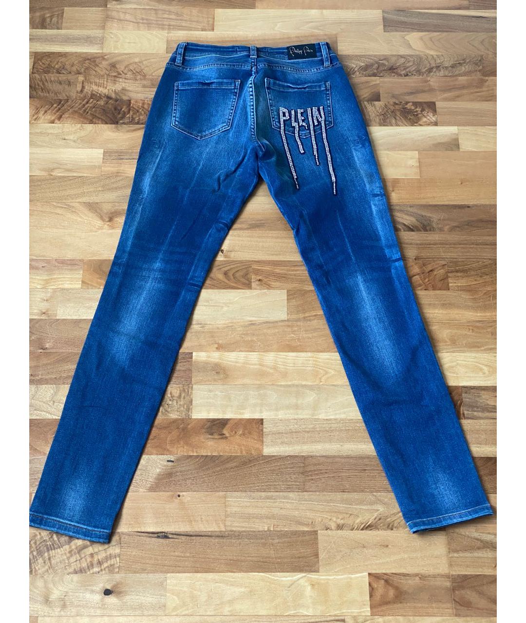 PHILIPP PLEIN Синие хлопковые джинсы слим, фото 2