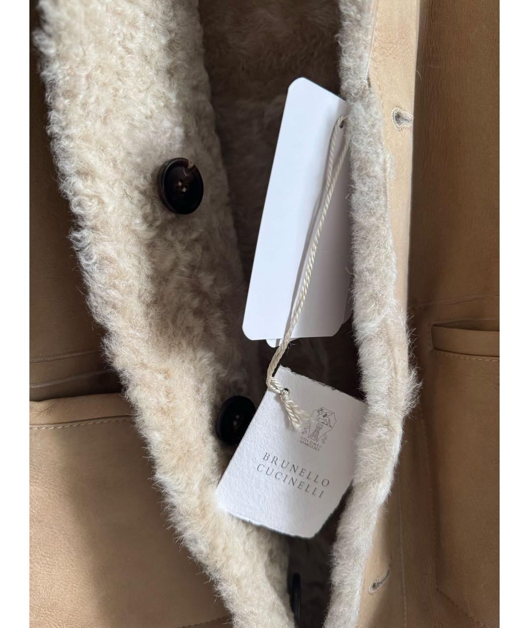 BRUNELLO CUCINELLI Бежевая меховая дубленка, фото 3