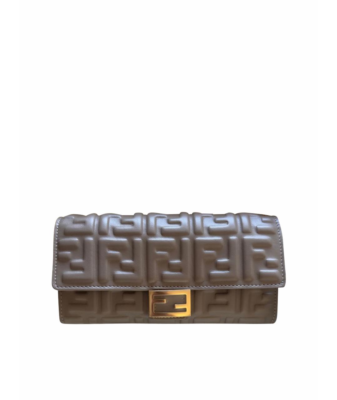 FENDI Бежевая кожаная сумка через плечо, фото 1