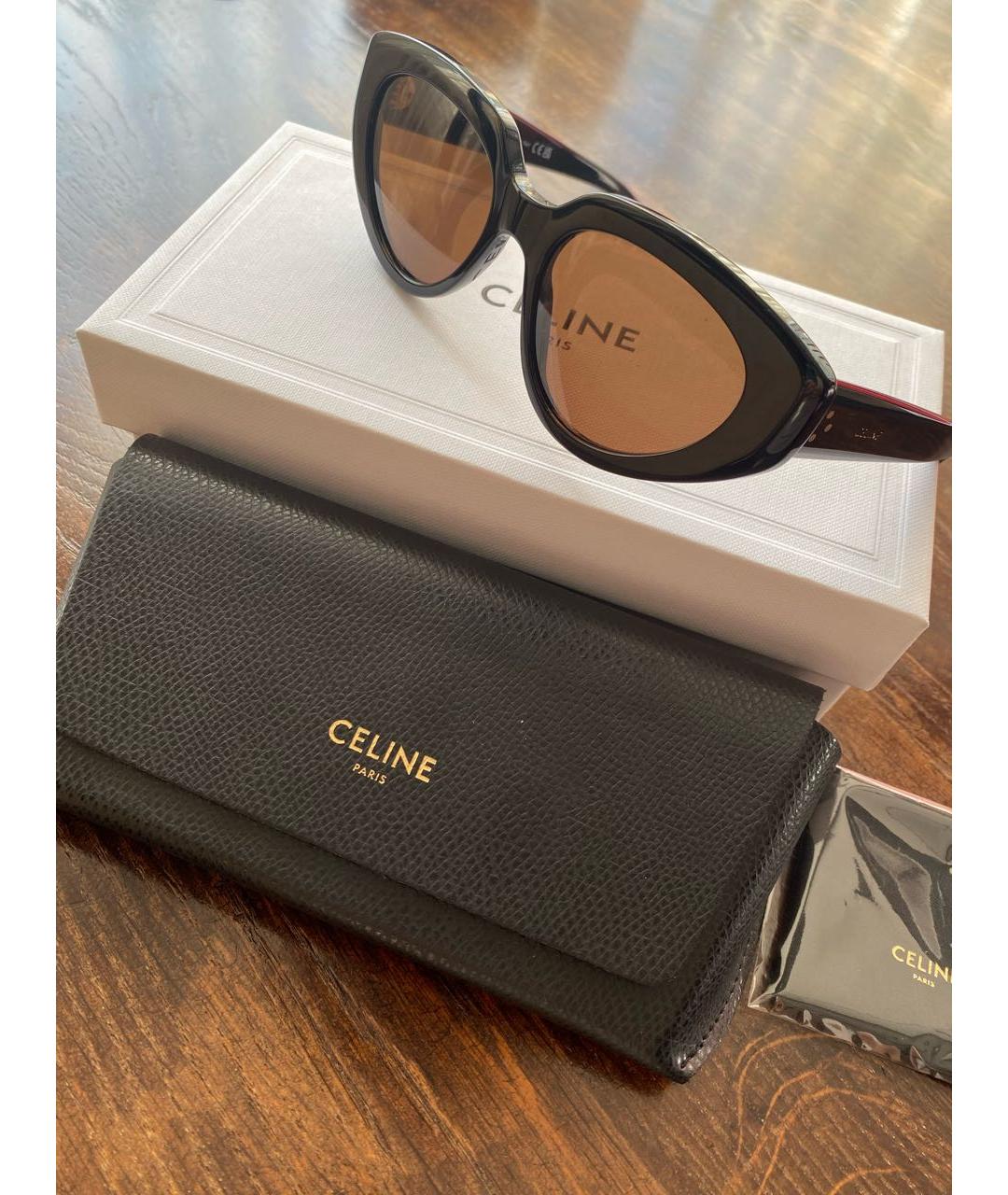 CELINE Коричневые пластиковые солнцезащитные очки, фото 4