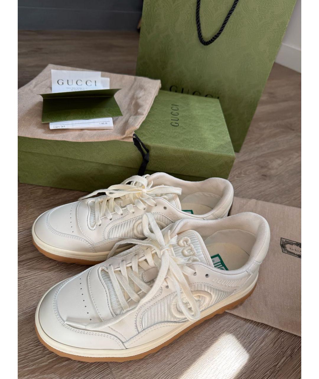 GUCCI Белые кожаные кеды, фото 5
