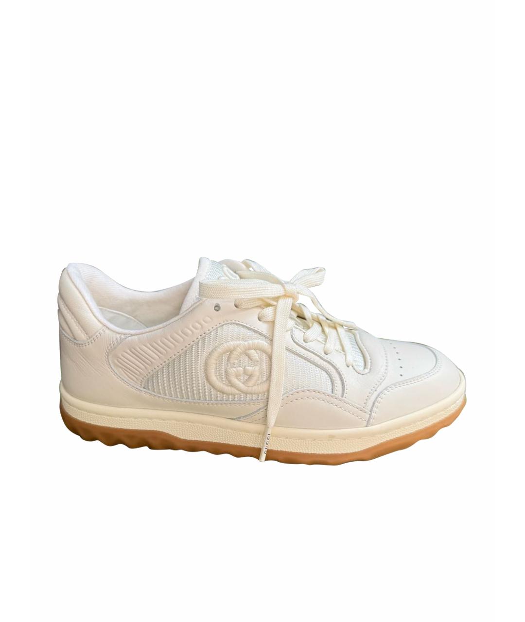 GUCCI Белые кожаные кеды, фото 1