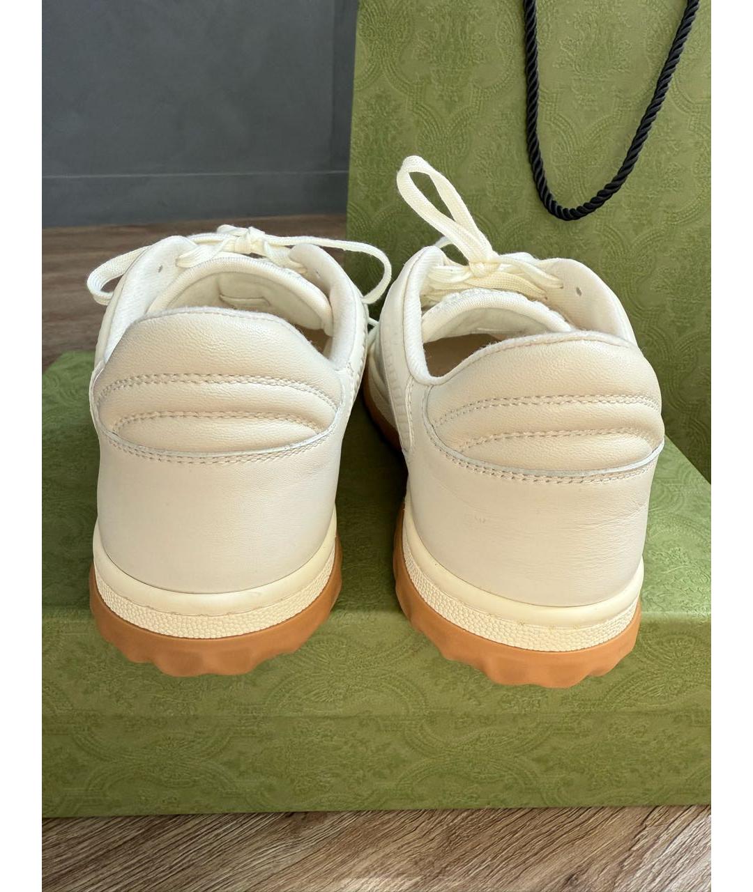 GUCCI Белые кожаные кеды, фото 4