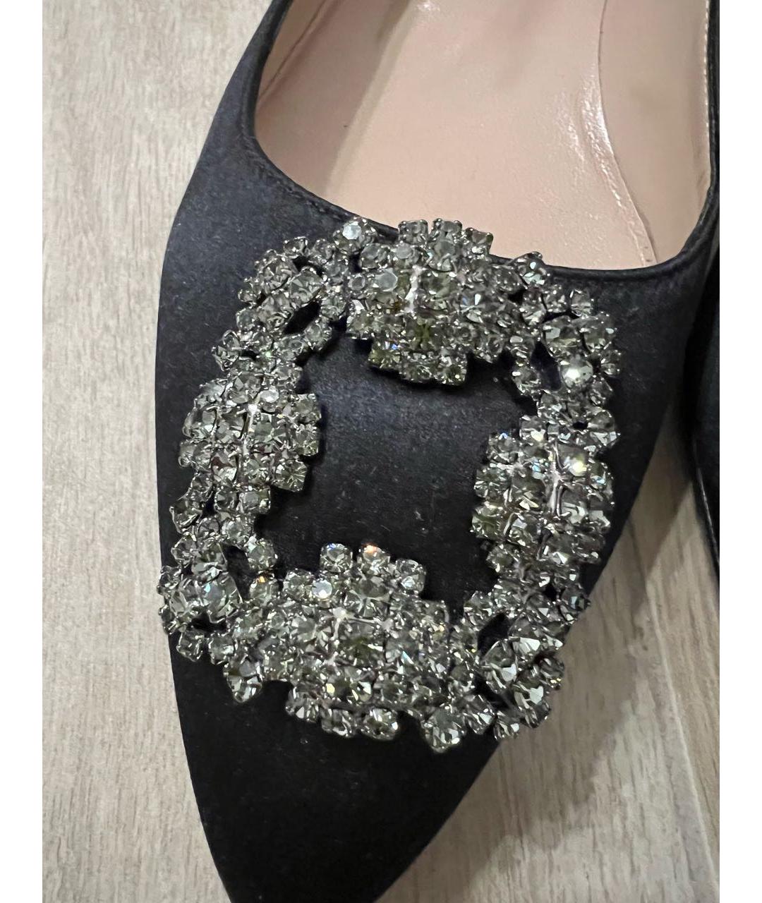 MANOLO BLAHNIK Черные текстильные балетки, фото 3