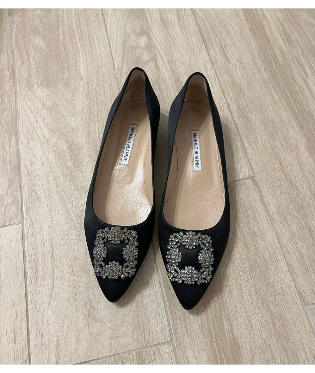 MANOLO BLAHNIK Черные текстильные балетки, фото 2