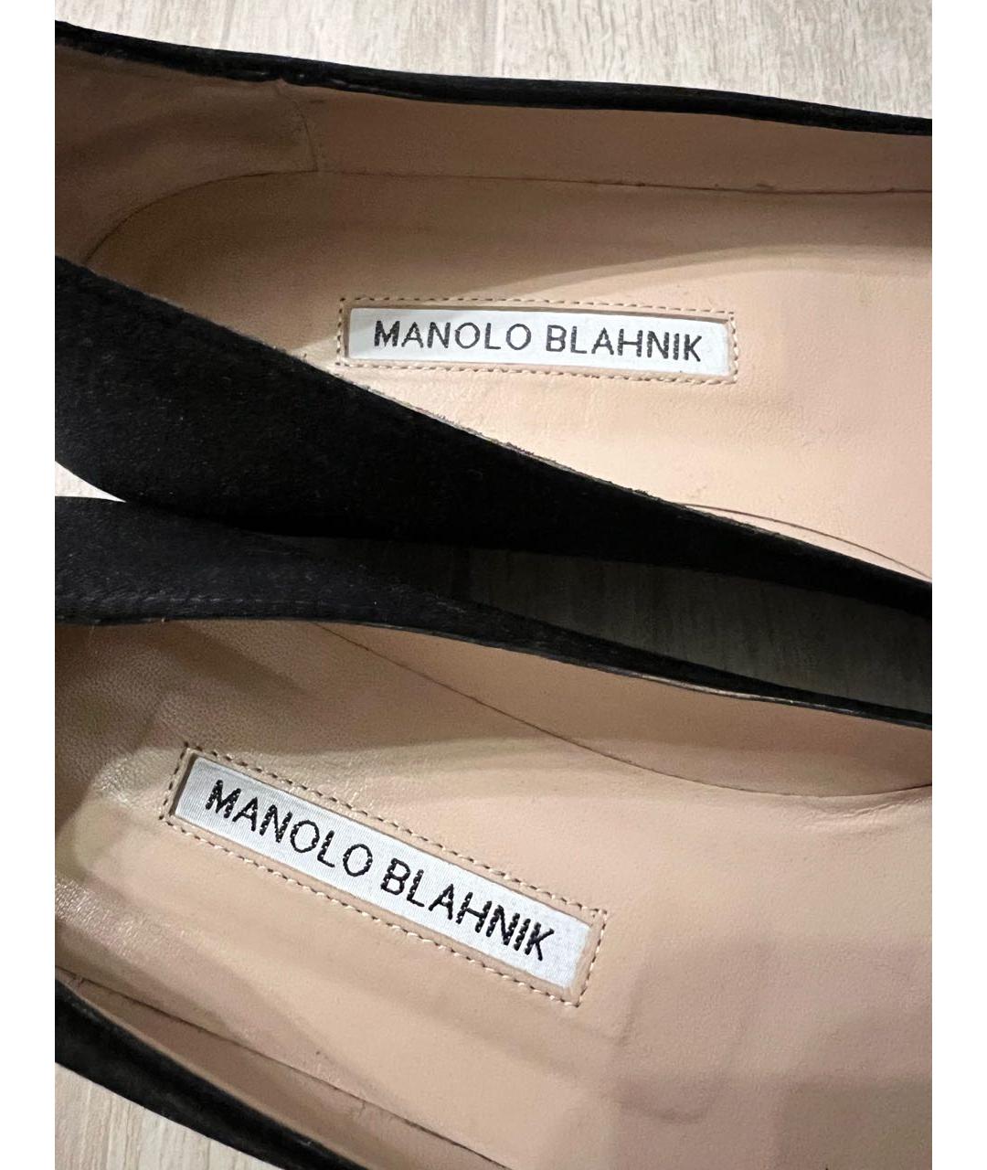 MANOLO BLAHNIK Черные текстильные балетки, фото 5