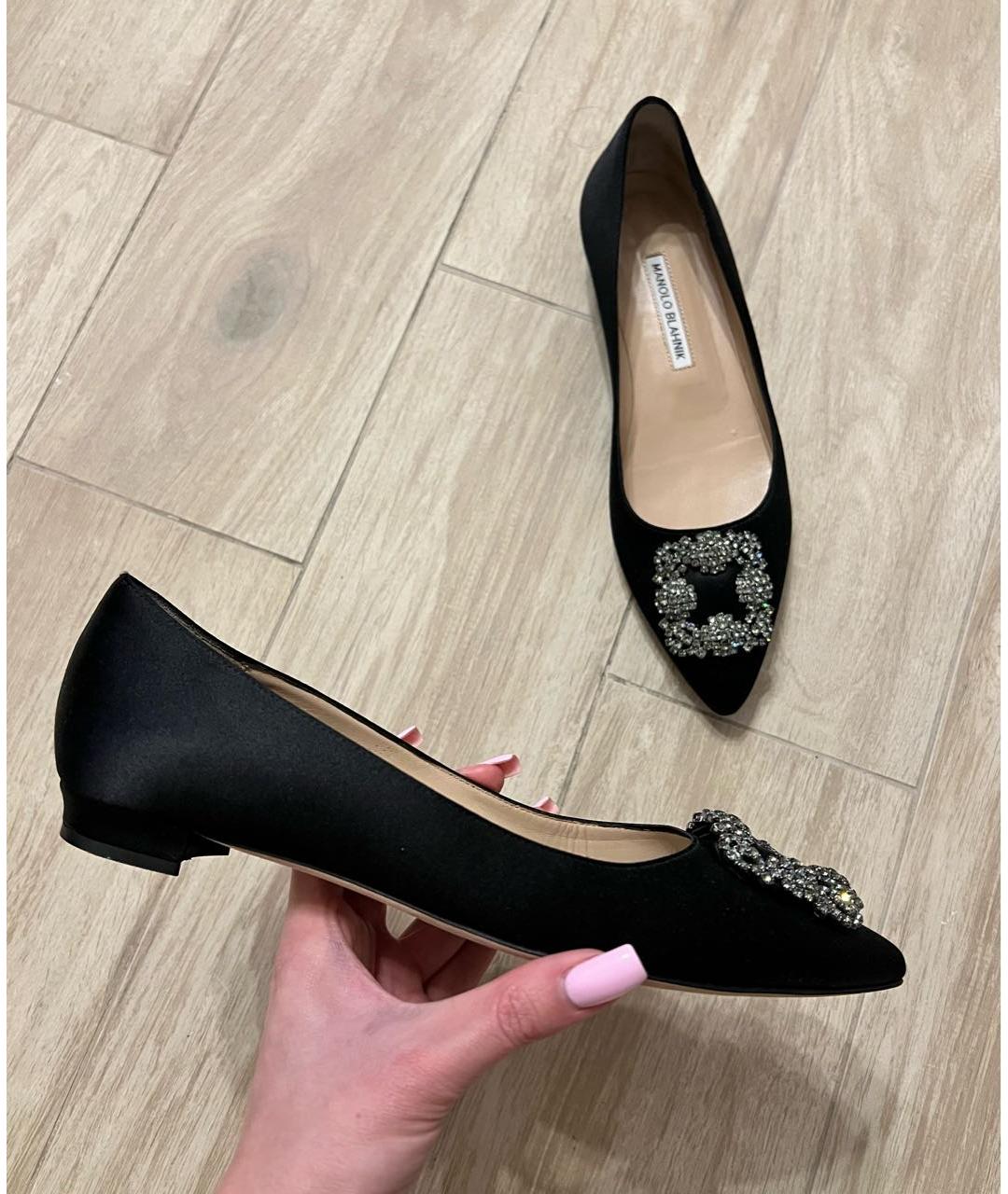 MANOLO BLAHNIK Черные текстильные балетки, фото 8