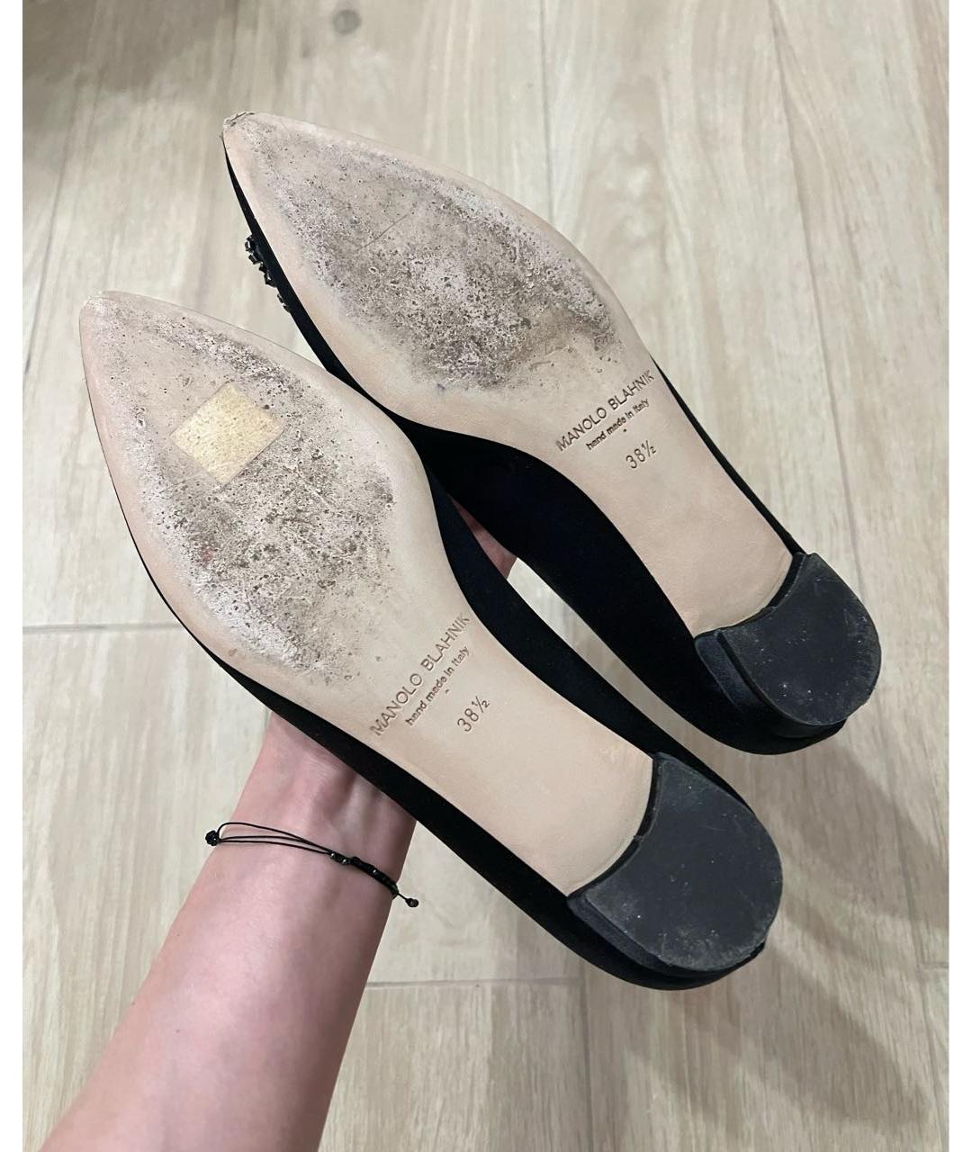 MANOLO BLAHNIK Черные текстильные балетки, фото 6