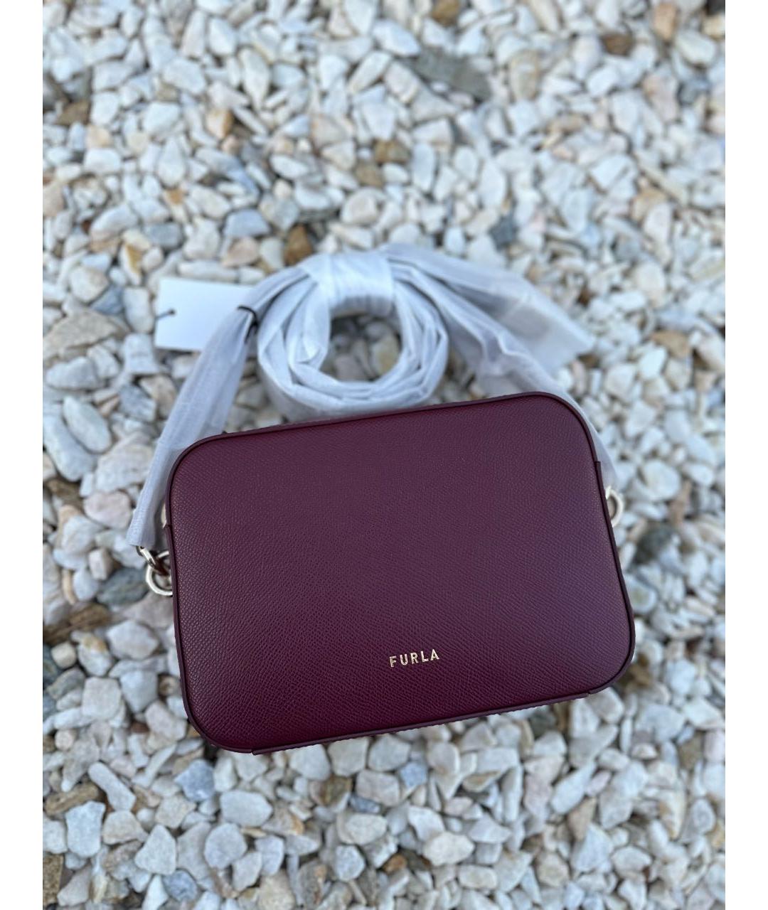 FURLA Бордовая кожаная сумка через плечо, фото 6