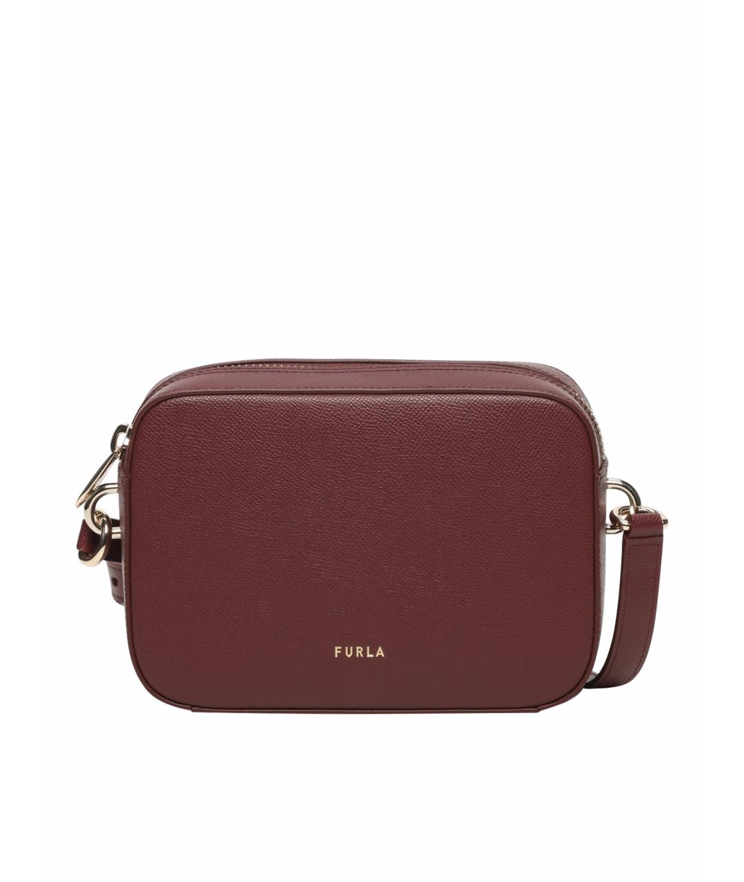 FURLA Бордовая кожаная сумка через плечо, фото 1