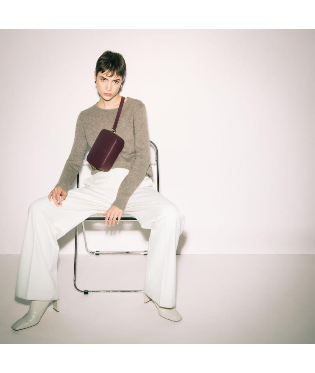 FURLA Бордовая кожаная сумка через плечо, фото 5