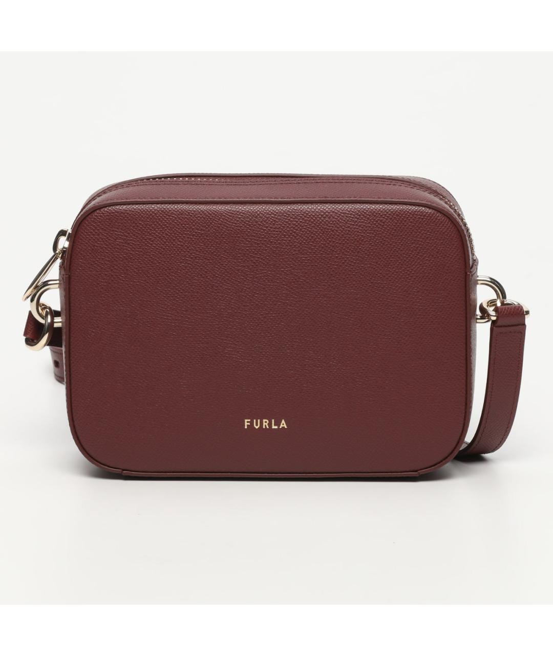 FURLA Бордовая кожаная сумка через плечо, фото 7