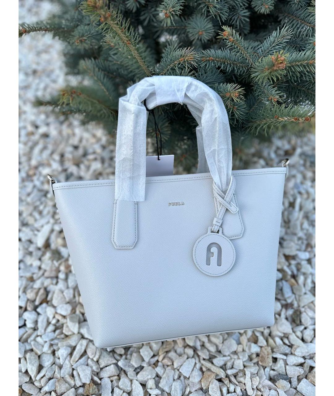 FURLA Белая кожаная сумка тоут, фото 7