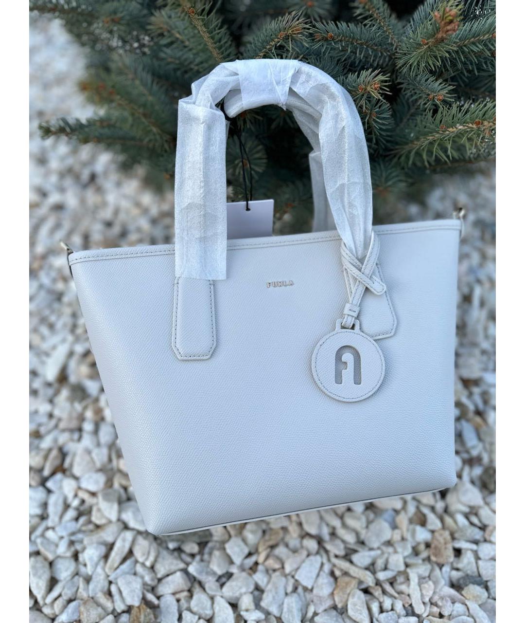 FURLA Белая кожаная сумка тоут, фото 6
