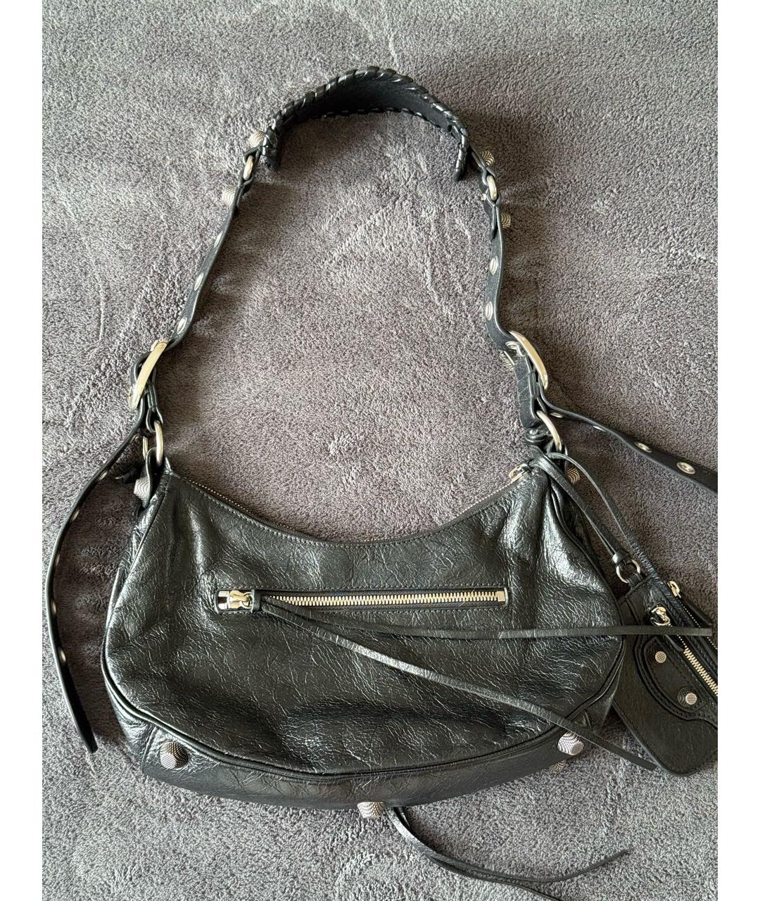 BALENCIAGA Черная кожаная сумка через плечо, фото 4