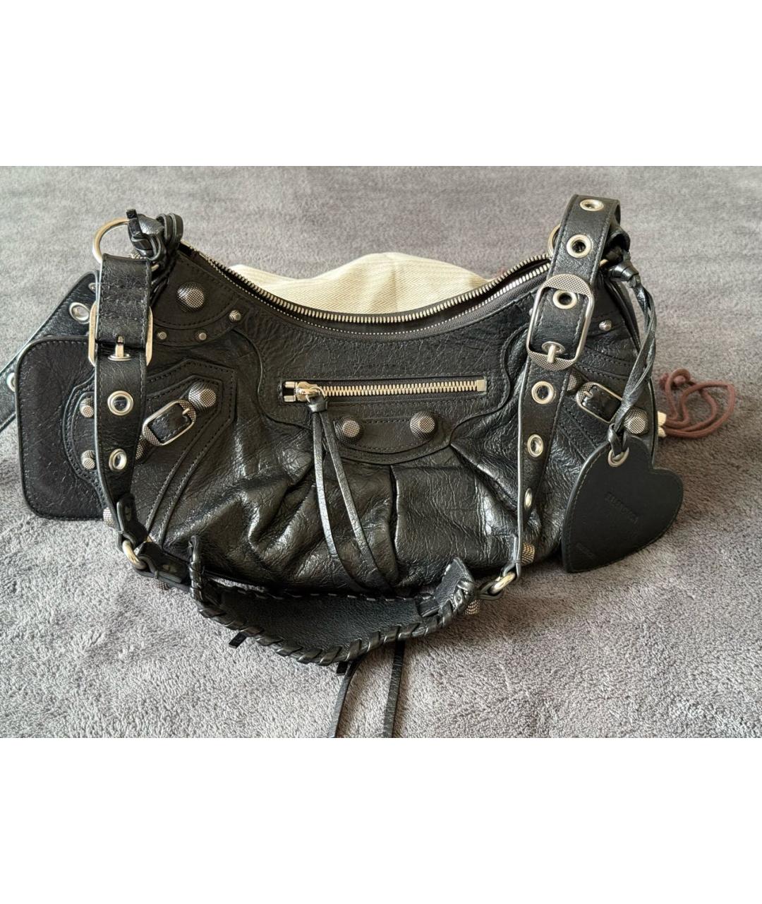 BALENCIAGA Черная кожаная сумка через плечо, фото 5