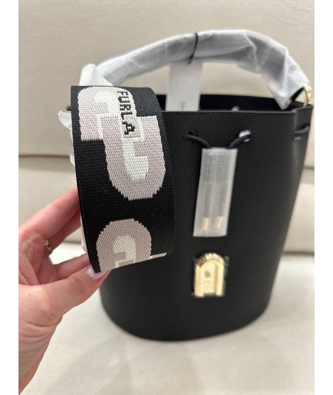 FURLA Черная кожаная сумка через плечо, фото 7