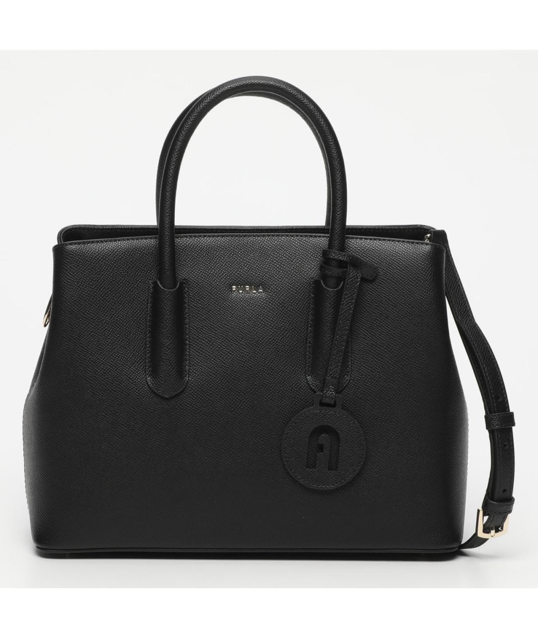 FURLA Черная кожаная сумка с короткими ручками, фото 9