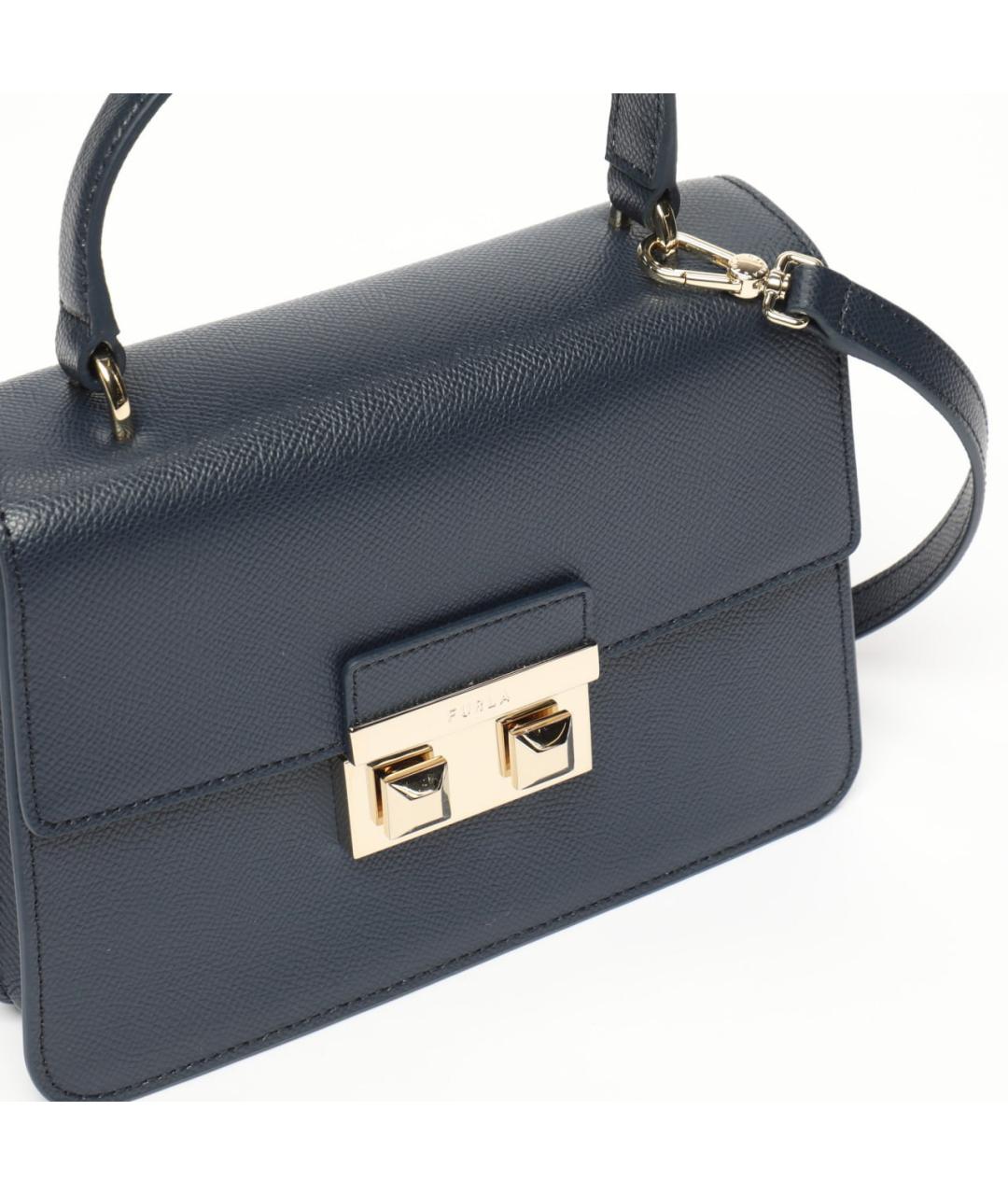 FURLA Синяя кожаная сумка с короткими ручками, фото 4