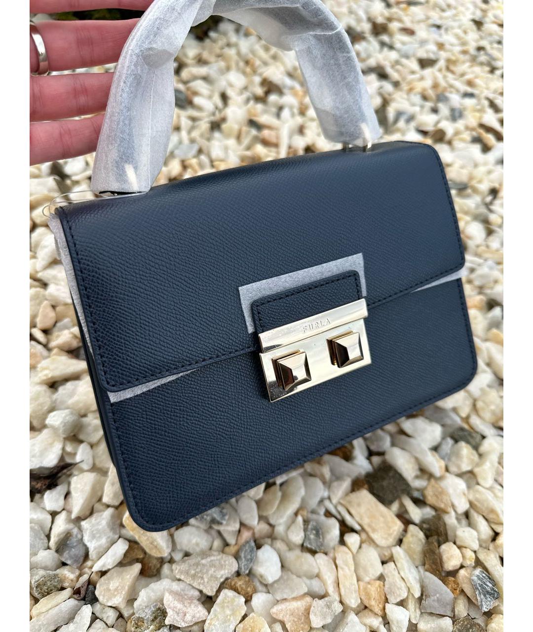 FURLA Синяя кожаная сумка с короткими ручками, фото 8