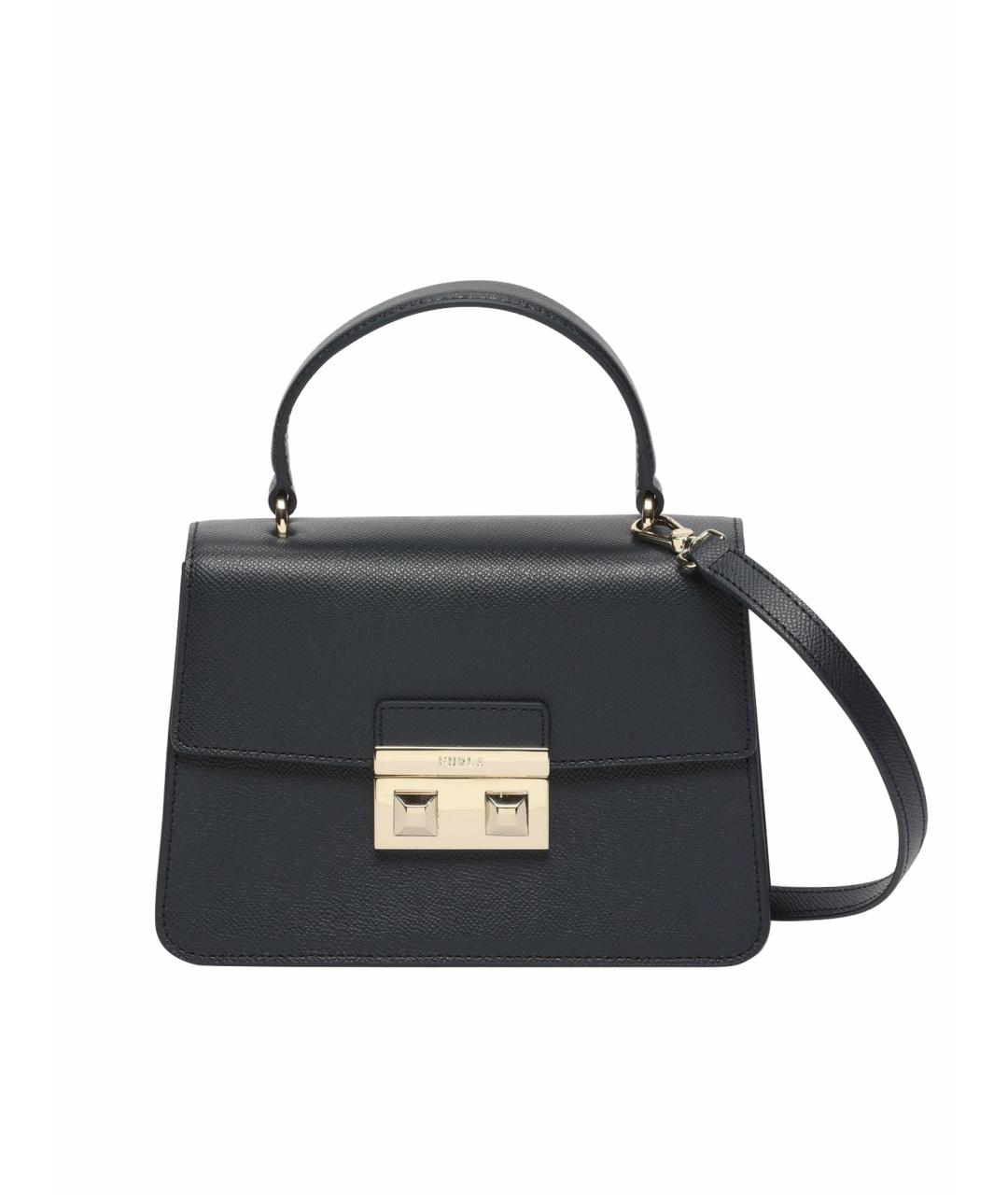 FURLA Синяя кожаная сумка с короткими ручками, фото 1