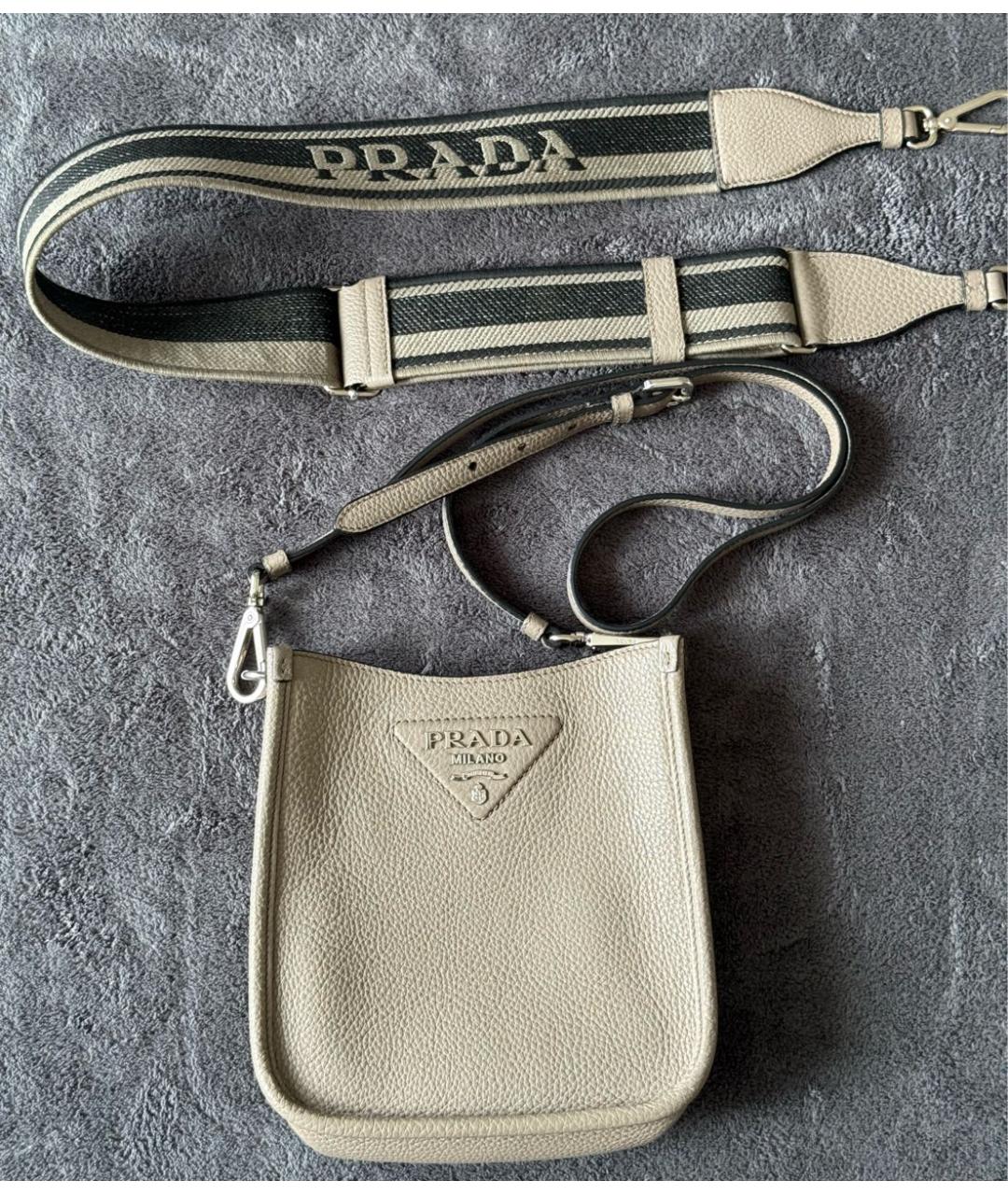 PRADA Антрацитовая кожаная сумка через плечо, фото 2
