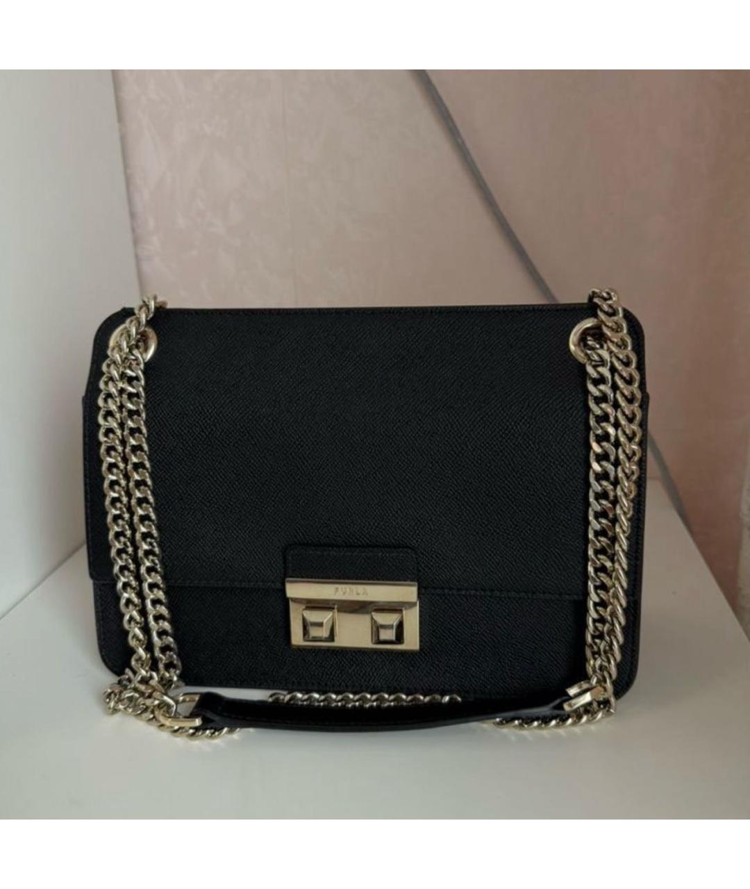 FURLA Черная кожаная сумка через плечо, фото 7