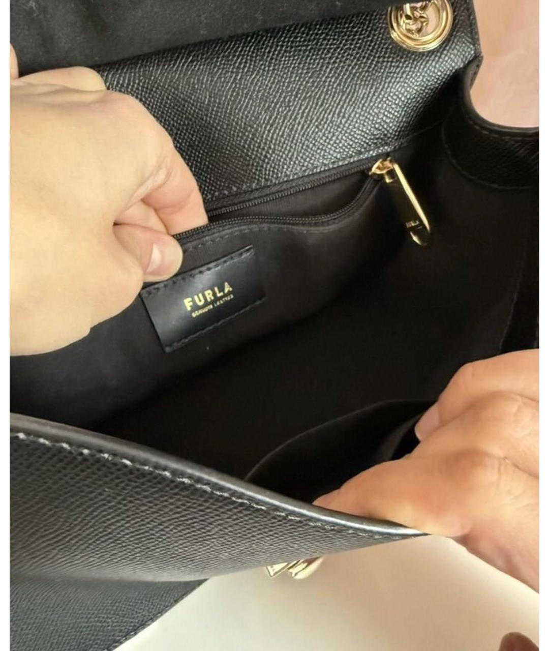 FURLA Черная кожаная сумка через плечо, фото 4