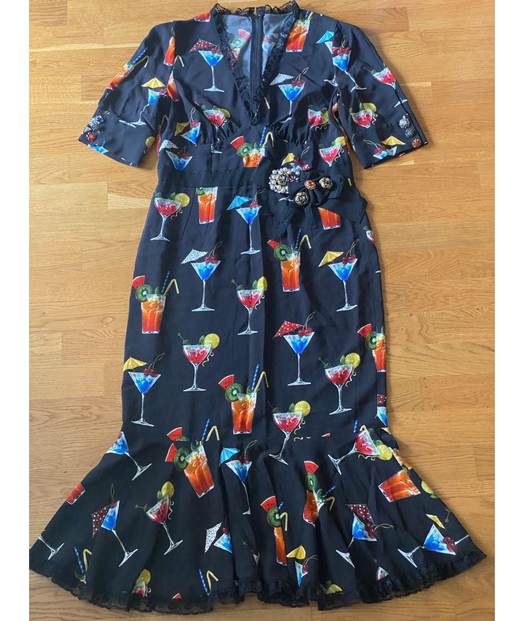 DOLCE&GABBANA Мульти вискозное коктейльное платье, фото 7