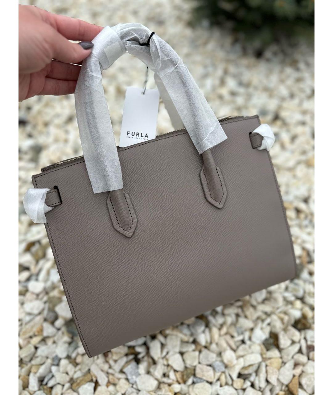 FURLA Серая кожаная сумка тоут, фото 7