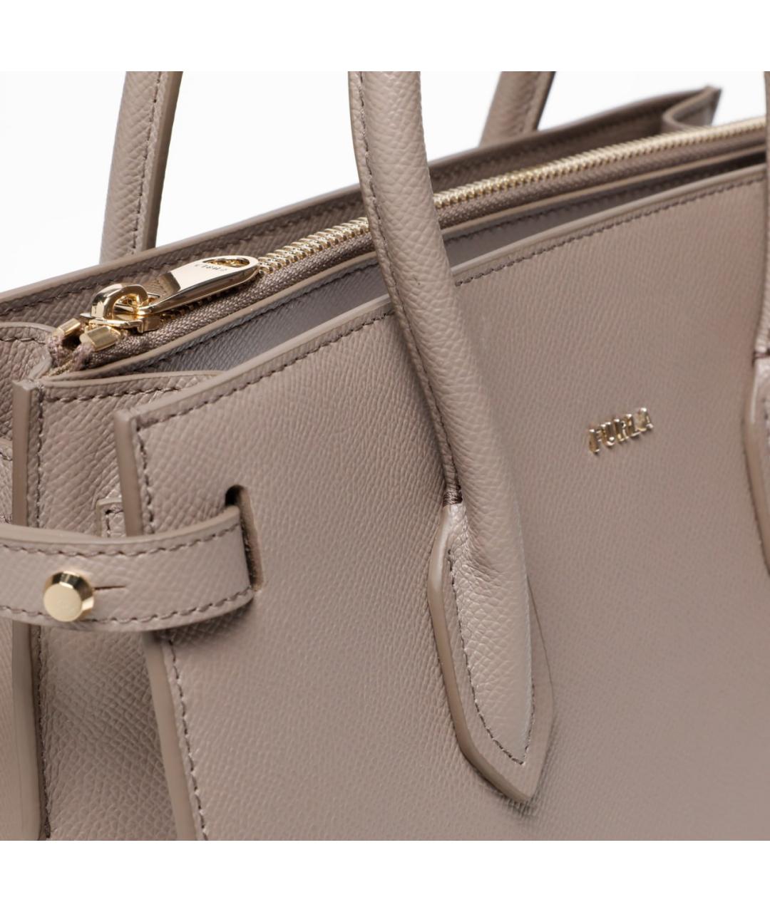 FURLA Серая кожаная сумка тоут, фото 2