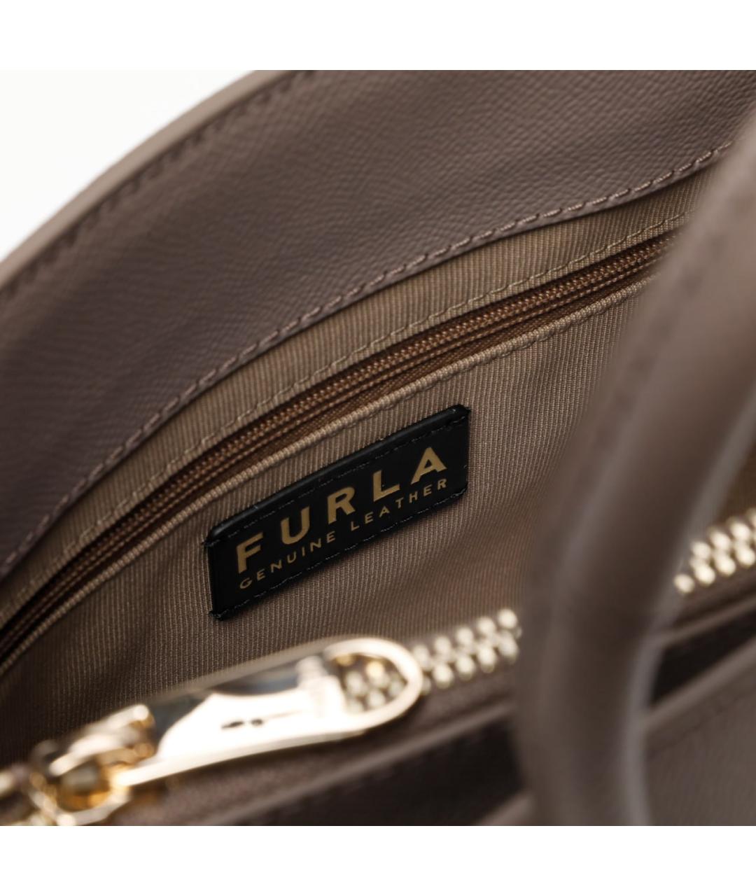FURLA Серая кожаная сумка тоут, фото 4