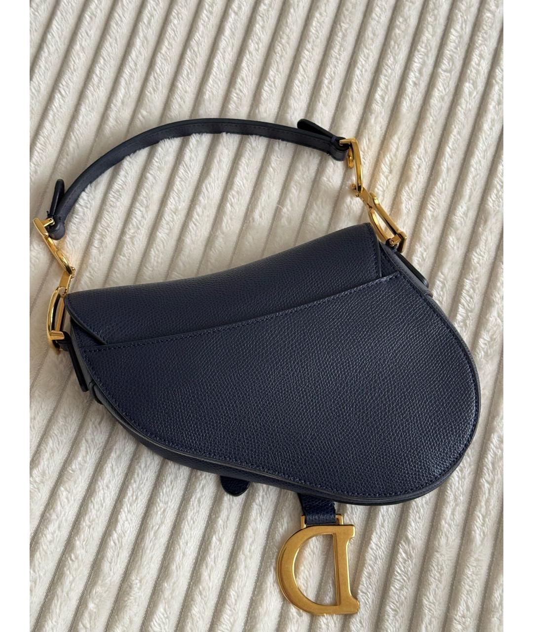 CHRISTIAN DIOR Темно-синяя кожаная сумка с короткими ручками, фото 4