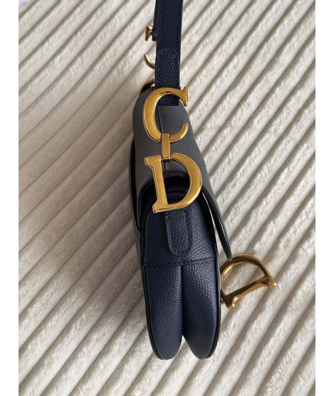 CHRISTIAN DIOR Темно-синяя кожаная сумка с короткими ручками, фото 3
