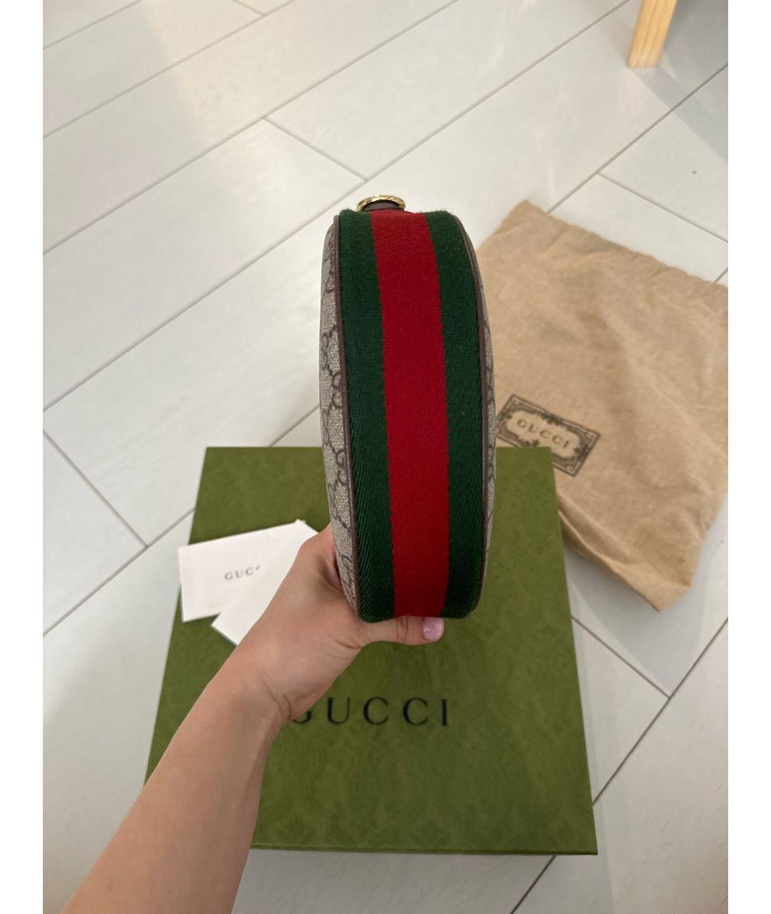 GUCCI Бежевая кожаная сумка с короткими ручками, фото 8