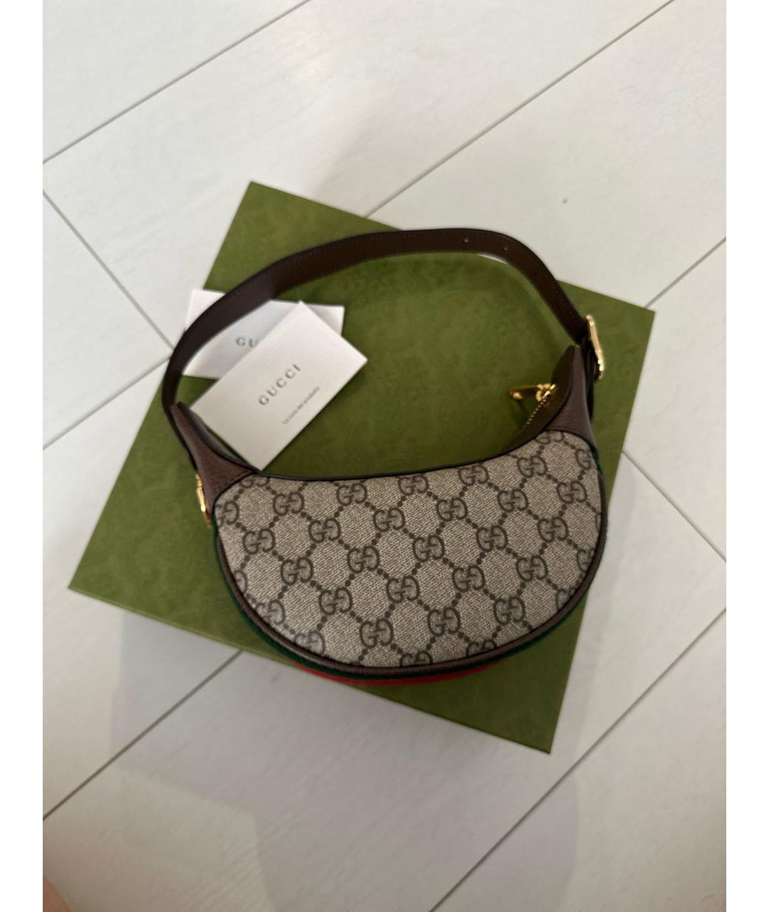 GUCCI Бежевая кожаная сумка с короткими ручками, фото 3