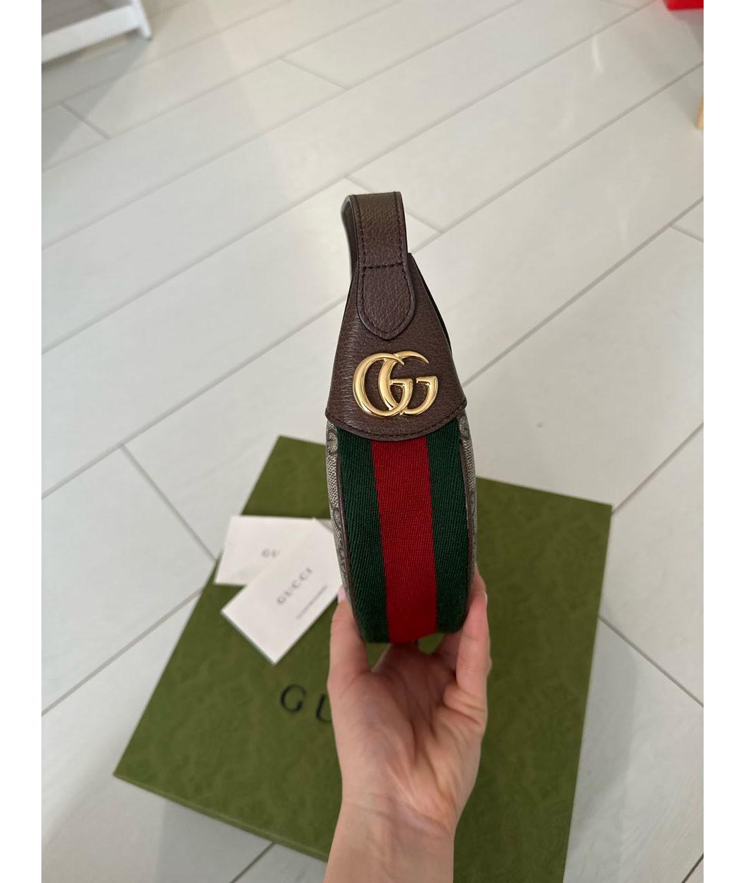 GUCCI Бежевая кожаная сумка с короткими ручками, фото 2