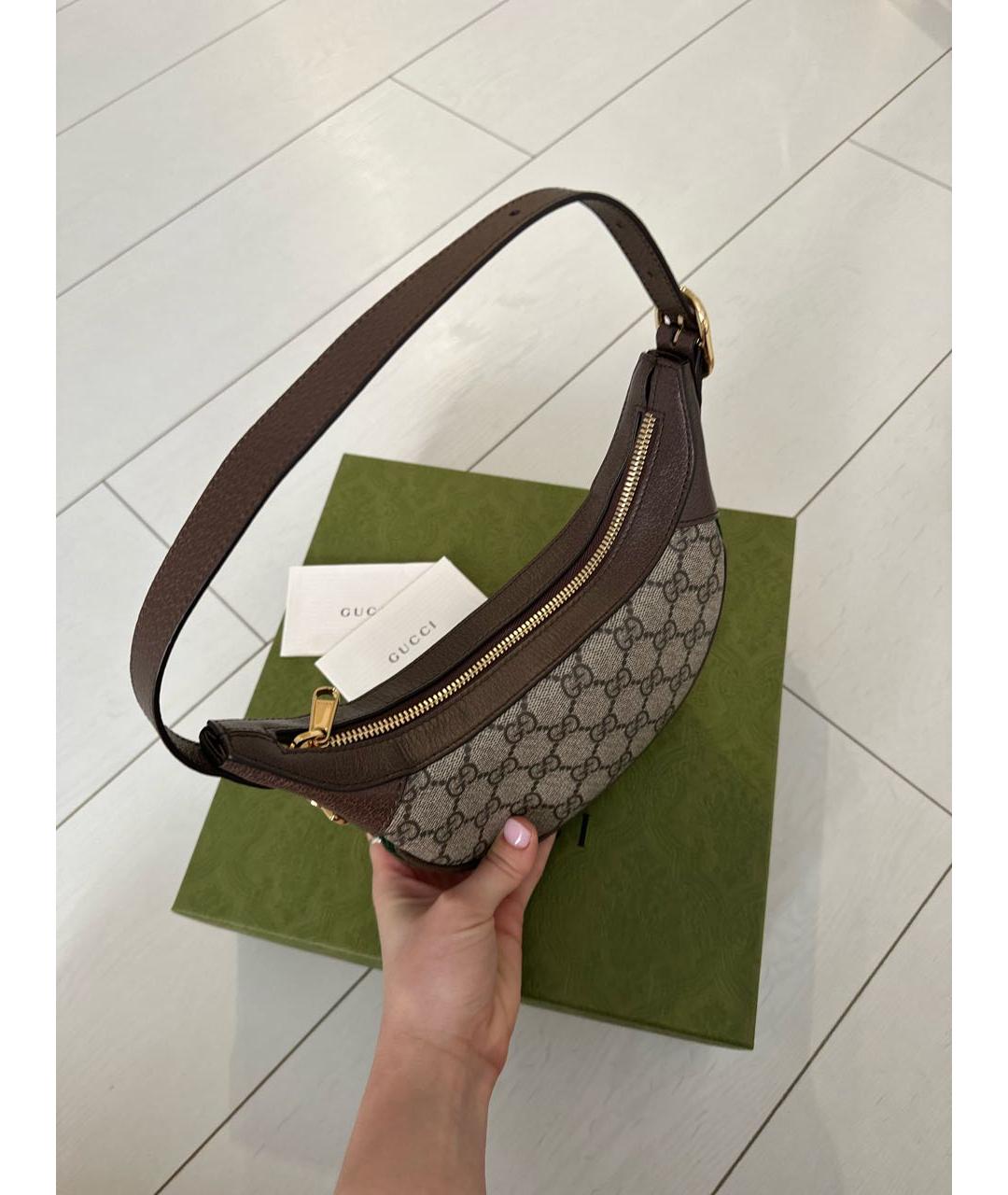 GUCCI Бежевая кожаная сумка с короткими ручками, фото 6