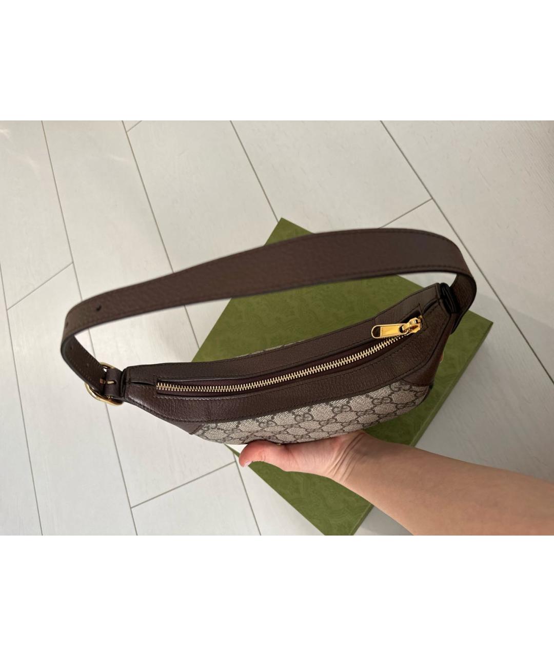 GUCCI Бежевая кожаная сумка с короткими ручками, фото 5