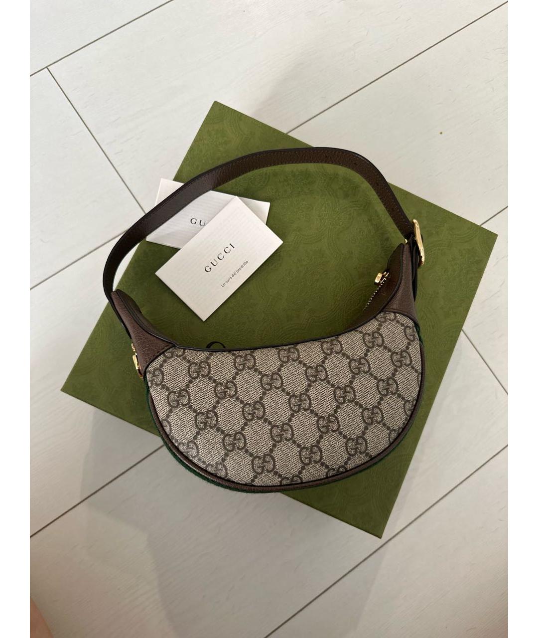 GUCCI Бежевая кожаная сумка с короткими ручками, фото 9
