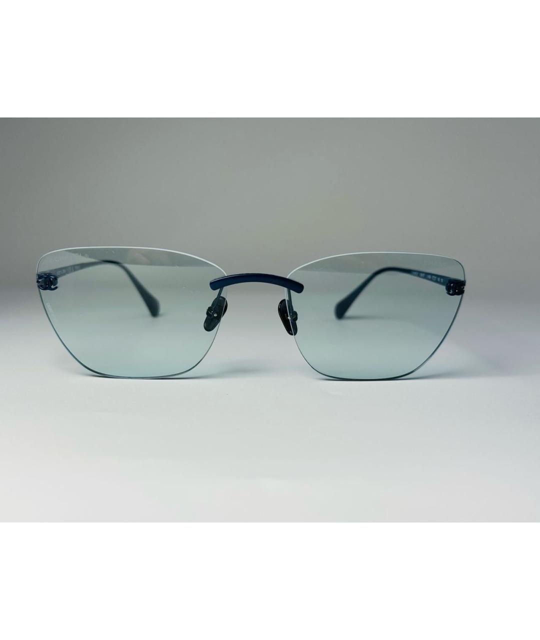 CHANEL Темно-синие металлические солнцезащитные очки, фото 4